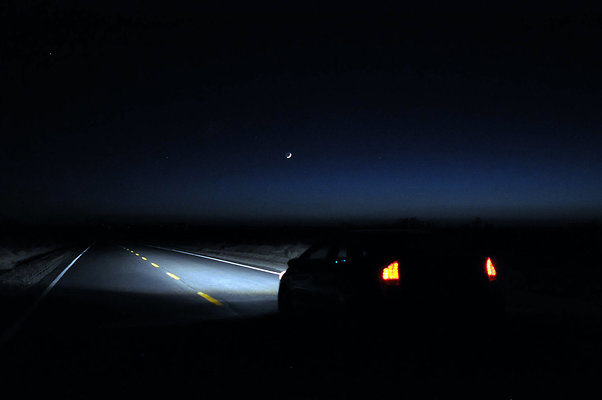 prius on a dark road PS